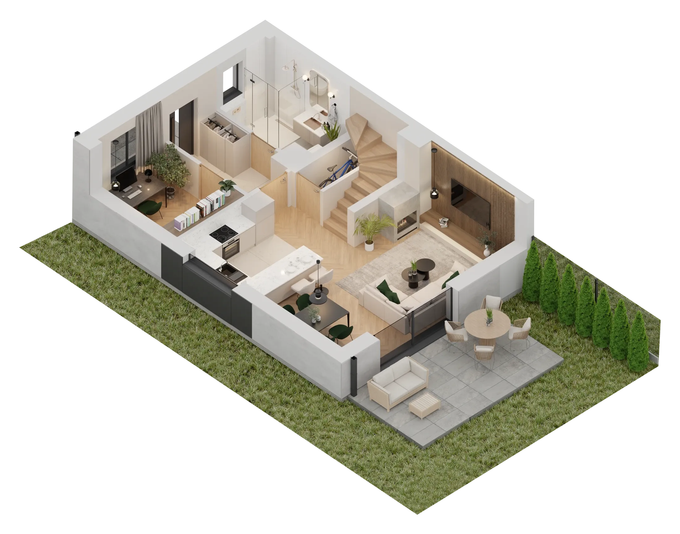 Rzut 3D – Lokal B, parter