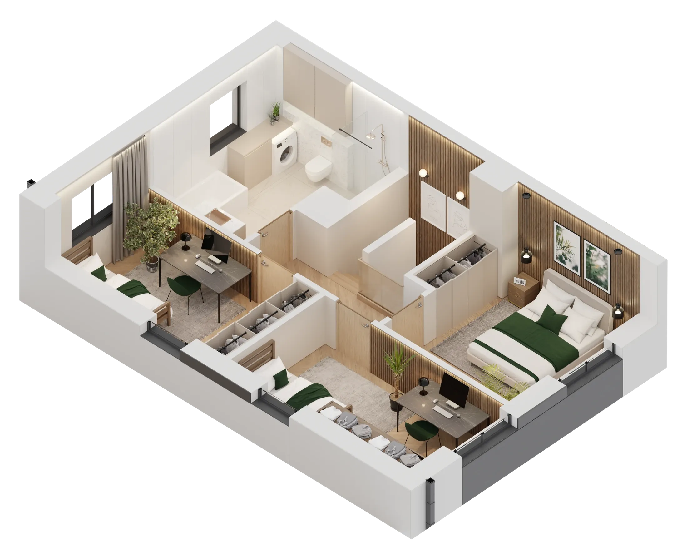 Rzut 3D – Lokal B, poddasze